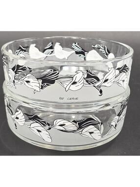 Vtg 80s Cerve DeValbour Calla Lily 4" Glass Bowls replacement Italy Lot of 2
